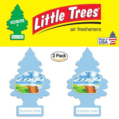 LITTLE TREES Sumer Linen 2 Pack Long Lasting Car/Home/Office Air Fresheners - The Car Wizz AutoStore