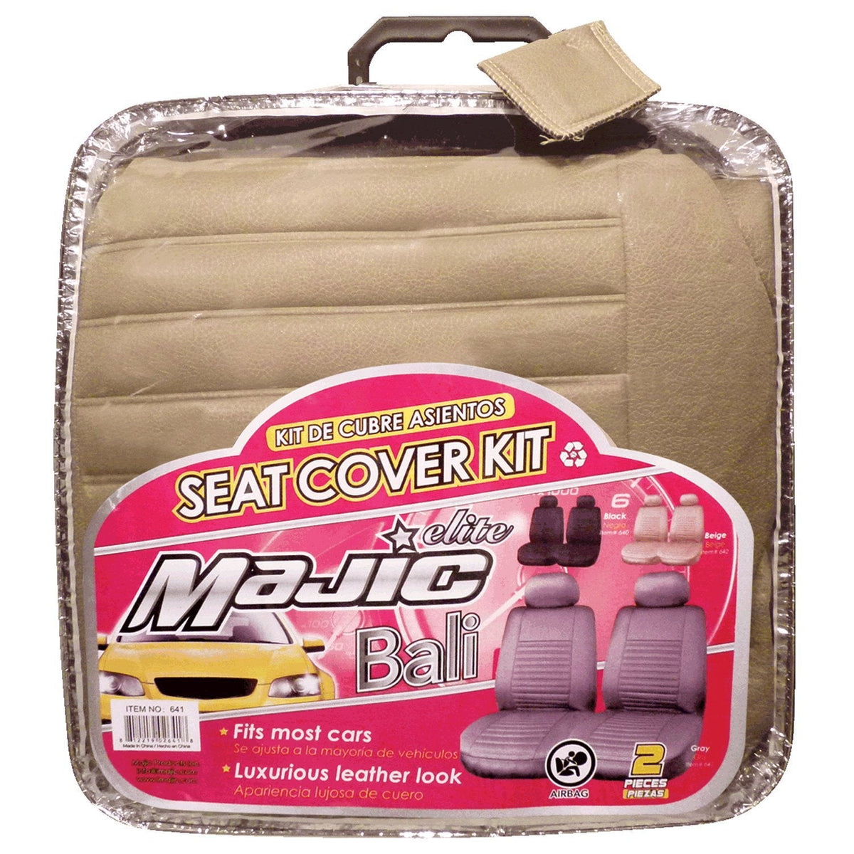 Seat Covers Full Set In Solid Beige &ndash; Front And Rear Split Bench