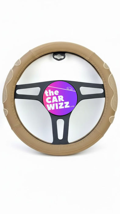 Beige Steering Wheel Cover – Odorless, Breathable, Anti - Slip, Fits 14.5″ x 15.5″ Wheels - The Car Wizz