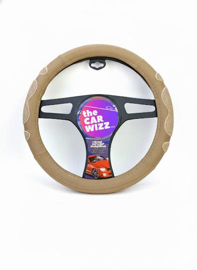 Beige Steering Wheel Cover – Odorless, Breathable, Anti - Slip, Fits 14.5″ x 15.5″ Wheels - The Car Wizz