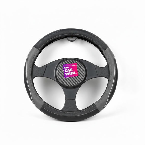 Black & Grey Carbon Grip Pro Steering Wheel Cover - The Car Wizz