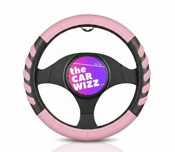 Black & Pink Textured Grip Steering Wheel Cover - The Car Wizz