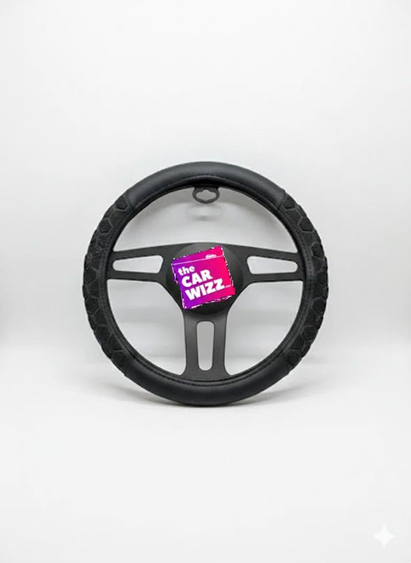 Black Premium Grip Steering Wheel Cover – Non Slip & Comfort Fit - The Car Wizz