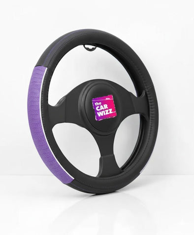 Black & Purple Steering Wheel Cover |Textured Grip Panels - The Car Wizz