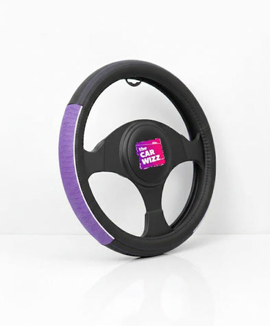 Black & Purple Steering Wheel Cover |Textured Grip Panels - The Car Wizz