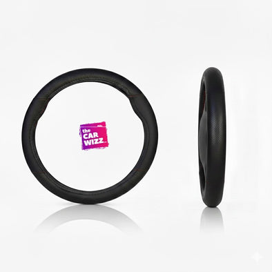 Black Steering Wheel Cover W/ Red Trims | Non - Slip & Universal Fit - The Car Wizz