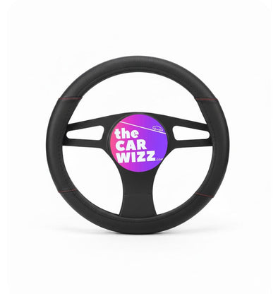 Black Steering Wheel Cover W/ Red Trims | Non - Slip & Universal Fit - The Car Wizz