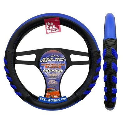 Blue Power Grip Synthetic Leather Grip Steering Wheel Covers (Small Size 13.5 - 14.5 Inch) - The Car Wizz