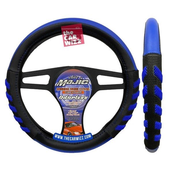 Blue Power Grip Synthetic Leather Grip Steering Wheel Covers (Small Size 13.5 - 14.5 Inch) - The Car Wizz