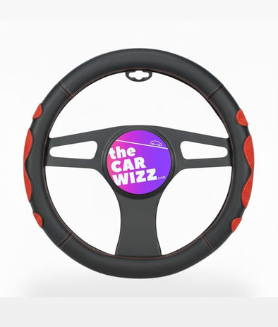 Elite D - Shape Type Black & Red Steering Cover - The Car Wizz