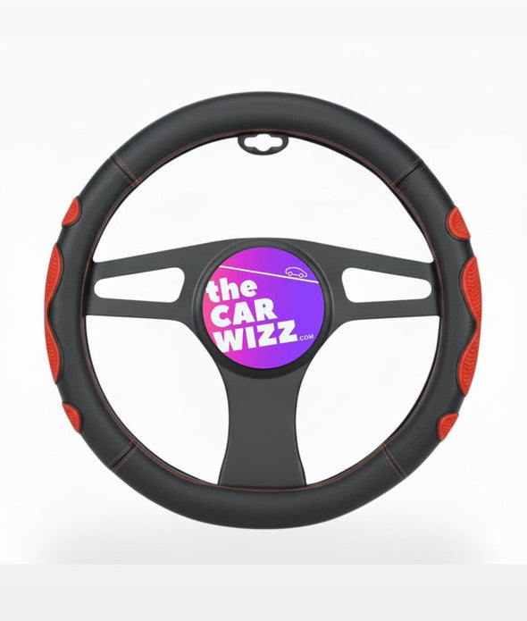 Elite D - Shape Type Black & Red Steering Cover - The Car Wizz