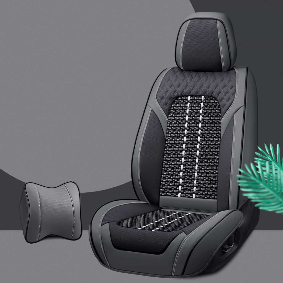 Grey Black Designer Seat Cover Kit with Neck Pillow – The Car Wizz