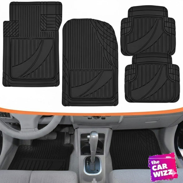 Majic Weather Rite - Anti Slip, Trimmable Mats - 4pc Rubber Floor Mats for Car SUV - The Car Wizz
