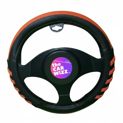 Orange Power Grip Synthetic Leather Grip Steering Wheel Covers (Small Size 13.5 - 14.5 Inch) - The Car Wizz