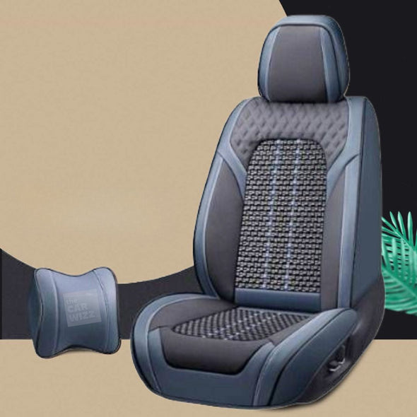 Royal Blue Black Designer Seat Cover Kit with Neck Pillow – The