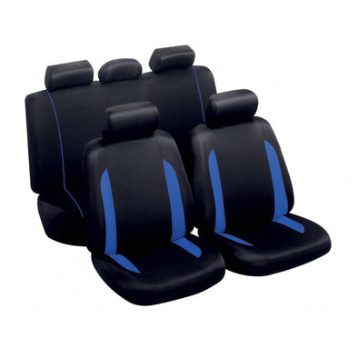Standard Black & Blue Seat & Headrest Covers. - The Car Wizz