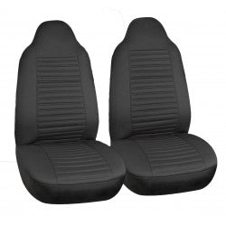 Suede Leather Look Front Black Car Seats Highback Cover Set of 2 - The Car Wizz