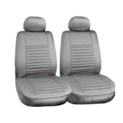 Suede Leather Look Front GRAY Car Seats & Headrest Cover Set of 2 - The Car Wizz