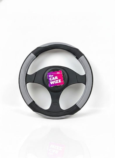 Two - Tone Black & Gray Premium Steering Wheel Cover - The Car Wizz