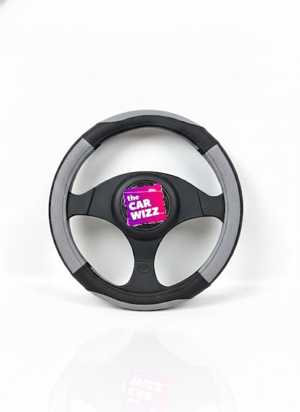 Two - Tone Black & Gray Premium Steering Wheel Cover - The Car Wizz