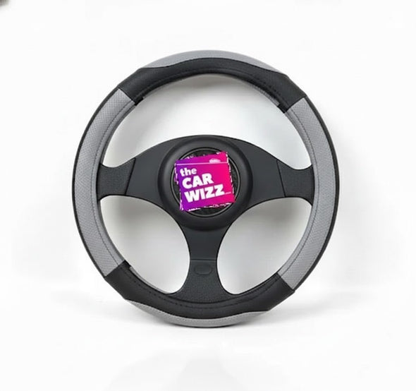 Two - Tone Black & Gray Premium Steering Wheel Cover - The Car Wizz