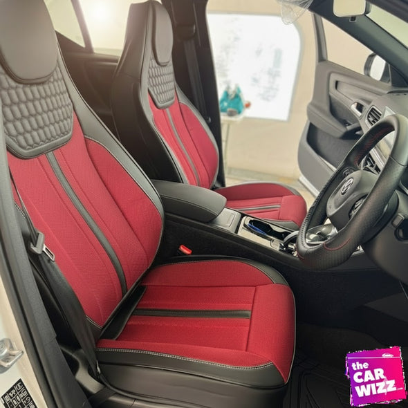 All-in-One Burgundy & Black Premium Quilted Seat Covers