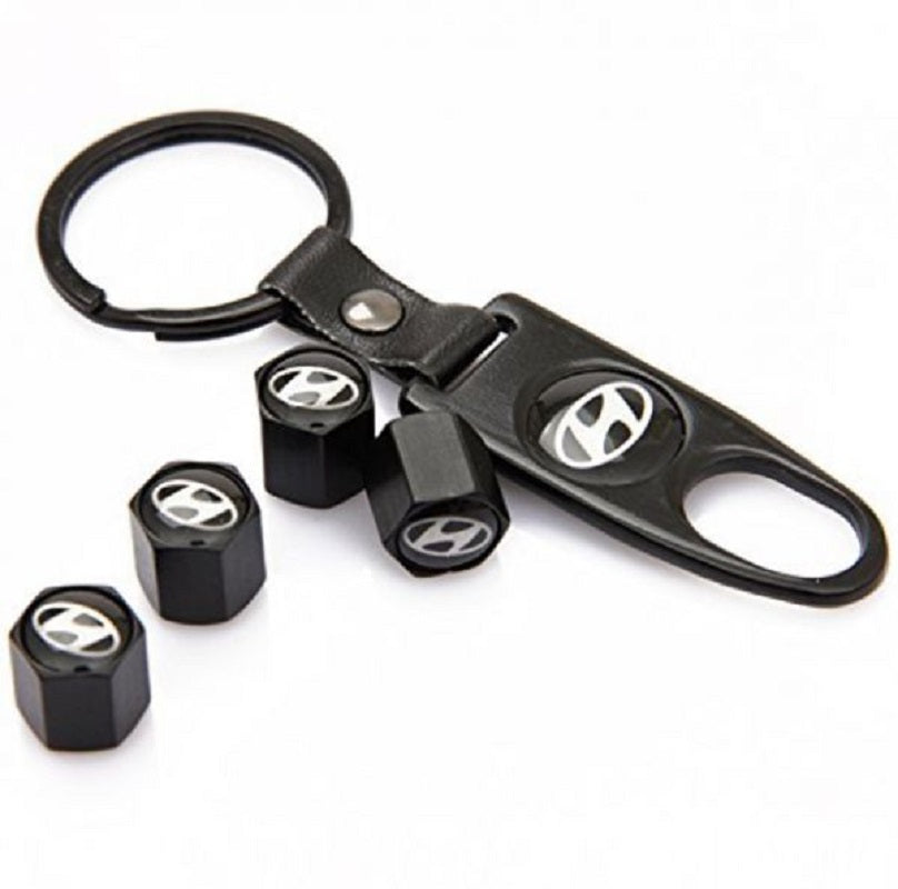 4 Pack Chevy Black Valve Stem Air Caps With Keychain Ring And Wrench - Chevrolet Accessory