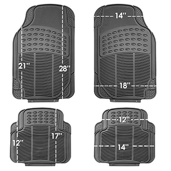 All Weather Heavy Duty Black Trimmable 4 Piece Rubber Car Floor Mat - The Car Wizz AutoStore