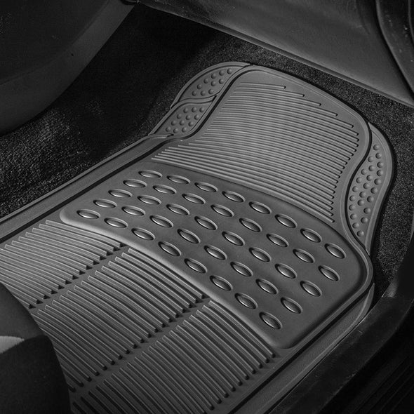 All Weather Heavy Duty Grey Trimmable 4 Piece Rubber Car Floor Mat - The Car Wizz AutoStore