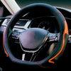 D-Shape Type Black & Orange Synthetic Leather Steering Wheel Cover - The Car Wizz AutoStore