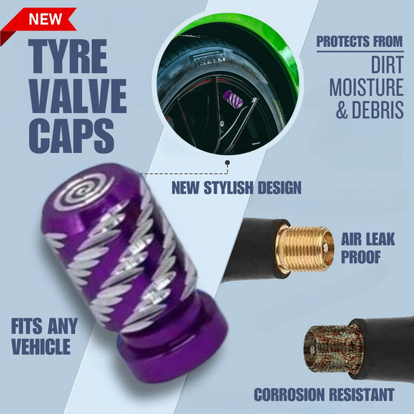 Diamond Cut Style Aluminum Tire Valve Stem Caps (Pack of 4) - theCarWizz.com