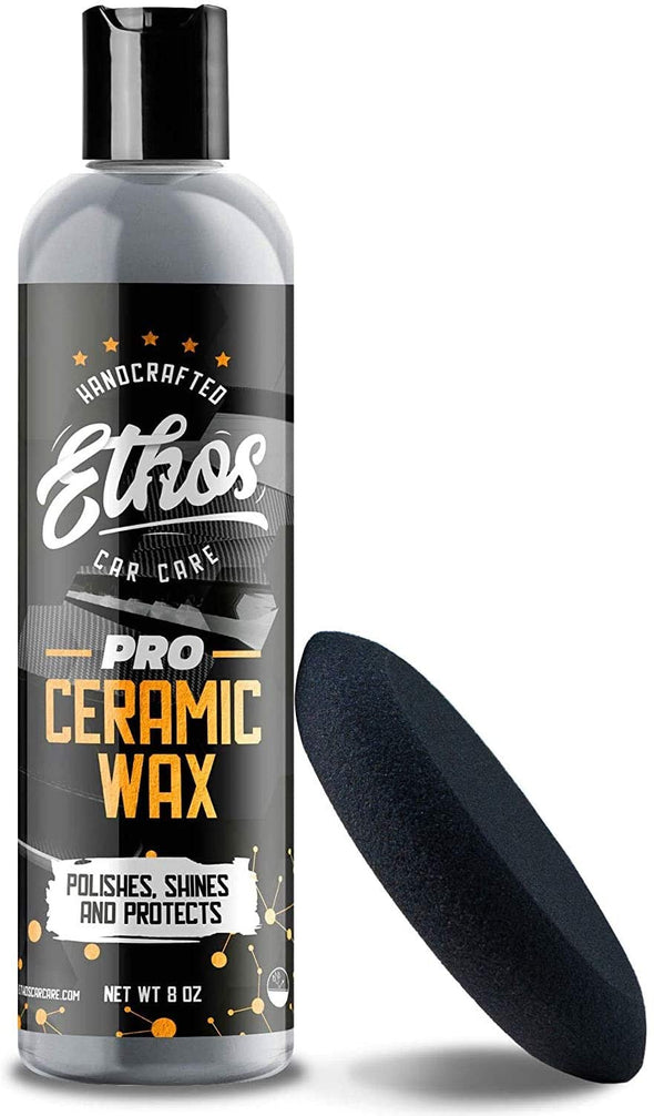 Ethos Ceramic Wax PRO - Aerospace Coating Protection | Ceramic Polish and Top Coat | Deep Mirror Shine | Slick, Hydrophobic Finish - Foam Applicator Included - The Car Wizz AutoStore
