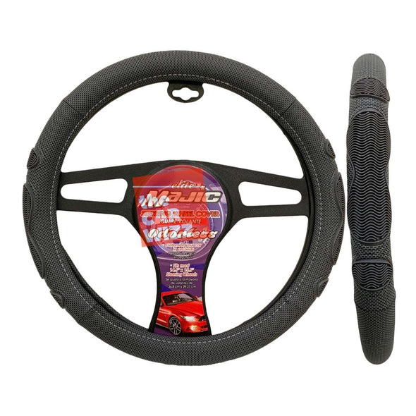 Grey Steering Wheel Cover W/ Grip (Size 14.5 - 15 Inch) - The Car Wizz AutoStore