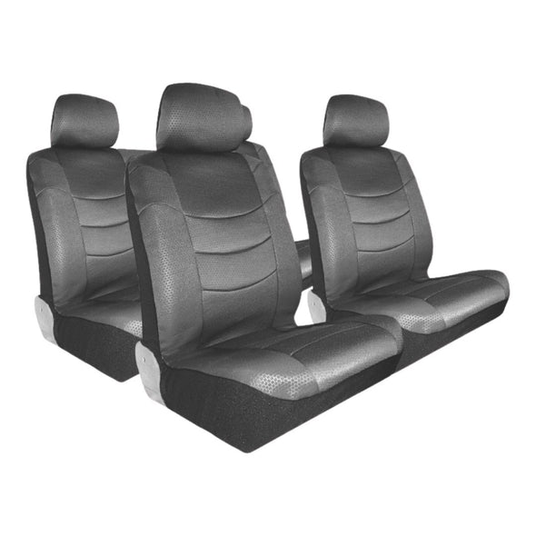 Hercules Luxurious Leather Look Seat Grey & Black Cover Set ( Airbag Compatible) - The Car Wizz AutoStore