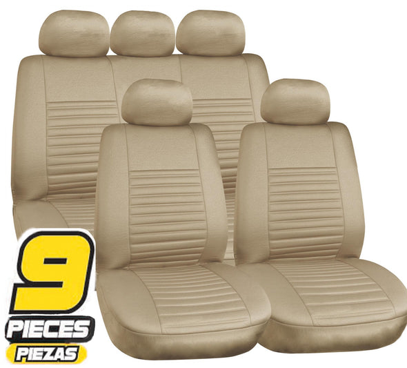 iMajic Luxurious Suede Look Beige Seat Cover Complete Set - The Car Wizz AutoStore