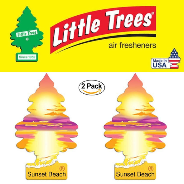LITTLE TREES Sunset Beach 2 Pack Long Lasting Car/Home/Office Air Fresheners - The Car Wizz AutoStore