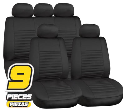 Majic Luxurious Suede Look Black Seat Cover Complete Set - The Car Wizz AutoStore