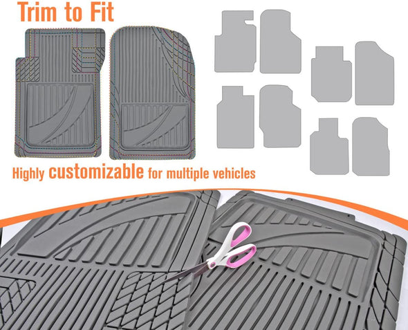 Majic Weather Rite - Anti Slip, Trimmable Mats - 4pc Rubber Floor Mats for Car SUV - The Car Wizz AutoStore