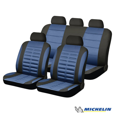 MICHELIN Premium Black & Blue Seat & Headrest Covers. - theCarWizz.com