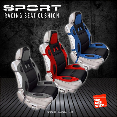 Sporty Look & Feel Racing Car Seat Cushions with Straps - The Car Wizz AutoStore