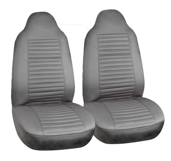 Suede Leather Look Front Grey Car Seats & Headrest Cover Set of 2 - The Car Wizz AutoStore